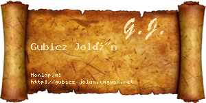 Gubicz Jolán névjegykártya