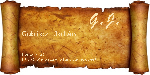 Gubicz Jolán névjegykártya